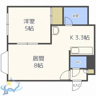 アクアボーン8・8(1LDK/1階)の間取り写真