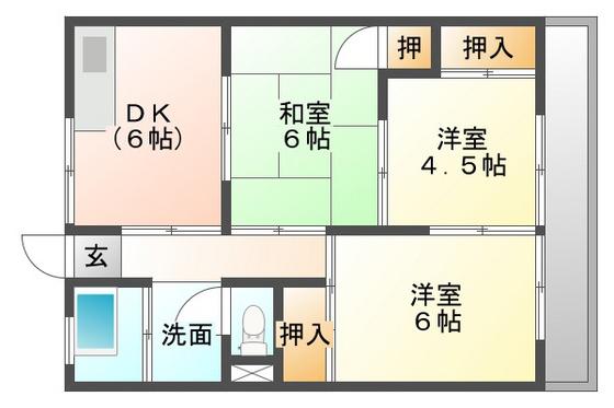 沖田コーポラス(3DK/3階)の間取り写真