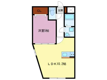 ファウンテンヒルズ大宮町(1LDK/1階)の間取り写真