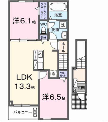 ヒラソール(2LDK/2階)の間取り写真