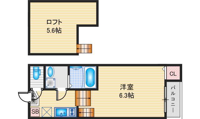 ボヌール名北(1SK/1階)の間取り写真