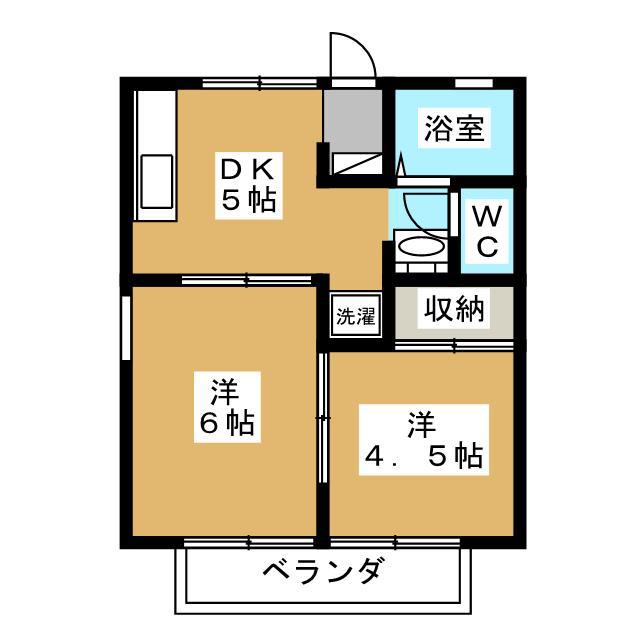 メゾン東ヶ丘(2DK/1階)の間取り写真