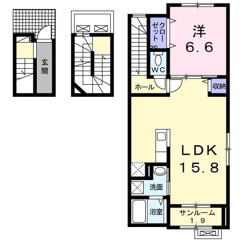クエストC(1LDK/3階)の間取り写真