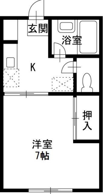 新井ハイツ(1K/2階)の間取り写真