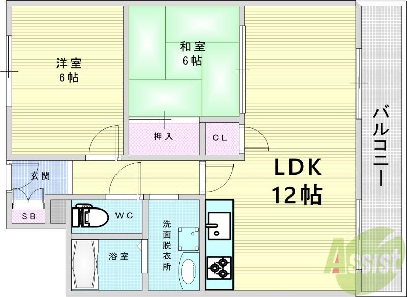 万代マンション(2LDK/3階)の間取り写真