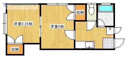 クレセント寺山(2K/2階)の間取り写真