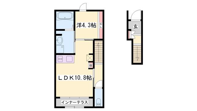 サンフェリーチェS(1SK/2階)の間取り写真