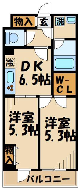 ルフレ世田谷ノール(2DK/1階)の間取り写真