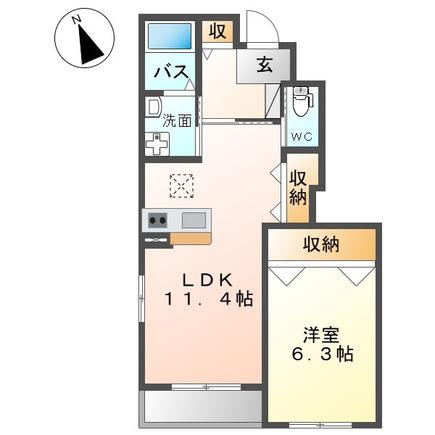 イデアル(1LDK/1階)の間取り写真