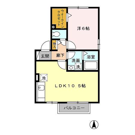 アイリスガーデン菰池 A棟(1LDK/2階)の間取り写真