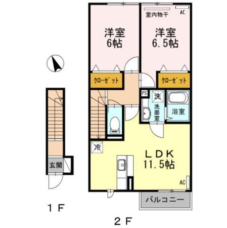 グランドールTN(2LDK/2階)の間取り写真