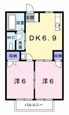 FIORI(2DK/1階)の間取り写真