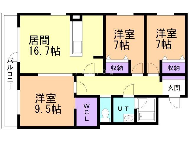 シャトームリライ南佃(3LDK/2階)の間取り写真