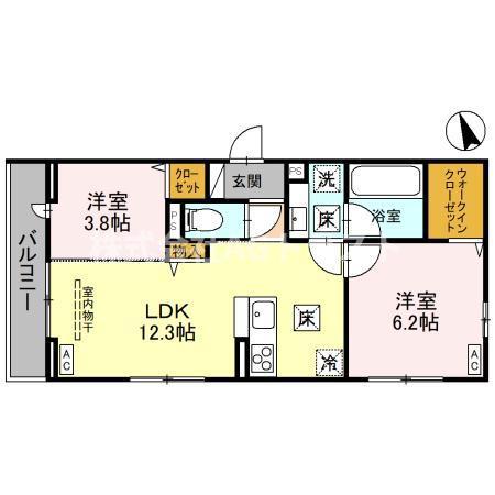 ノーブルパレス東大宮(2LDK/1階)の間取り写真
