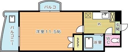 ロイヤルリージェント(1K/4階)の間取り写真