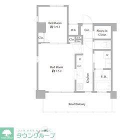 B CITY APARTMENT ITABASHI ノース(1DK/6階)の間取り写真