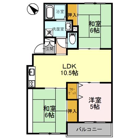 メゾン鈴原(3LDK/1階)の間取り写真