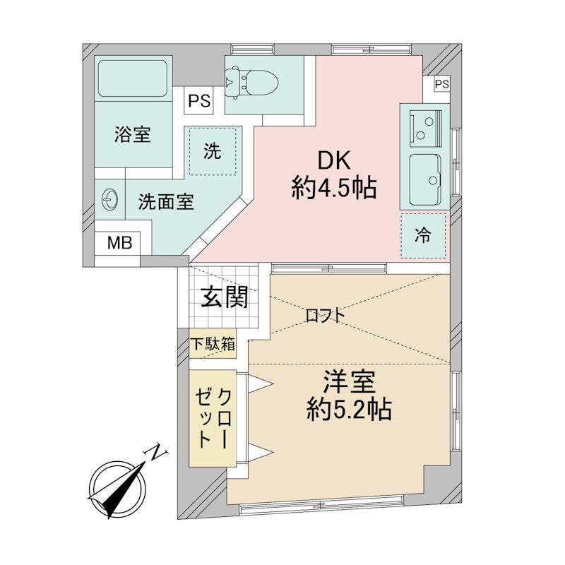 シティグレイス杉並(1DK/2階)の間取り写真