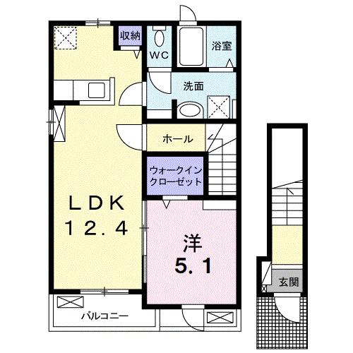 レジデンス北岩田 II(1LDK/2階)の間取り写真