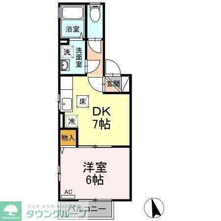 ハビテーションアイ(1DK/1階)の間取り写真