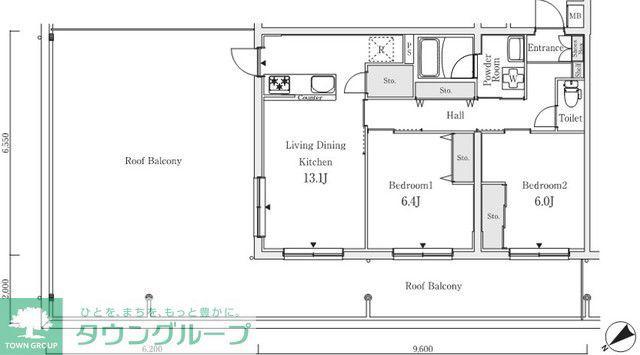 S.E.S(2LDK/4階)の間取り写真