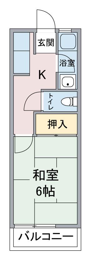 美芳ハイツ(1K/1階)の間取り写真