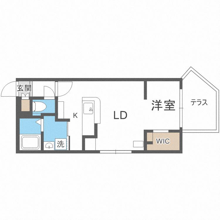 エアフォルク新さっぽろ(1LDK/1階)の間取り写真