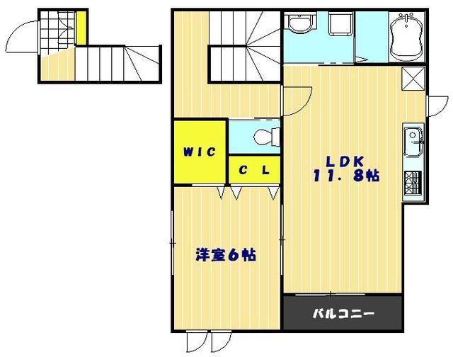 プレジオ上青木西(1LDK/2階)の間取り写真