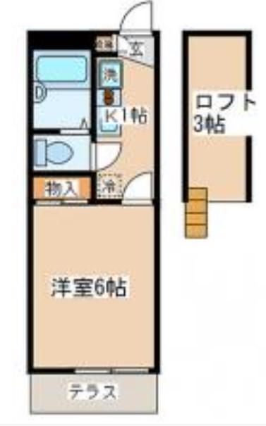 セレニテ入谷(1K/2階)の間取り写真