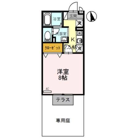 RIOAONOI号館(1K/1階)の間取り写真