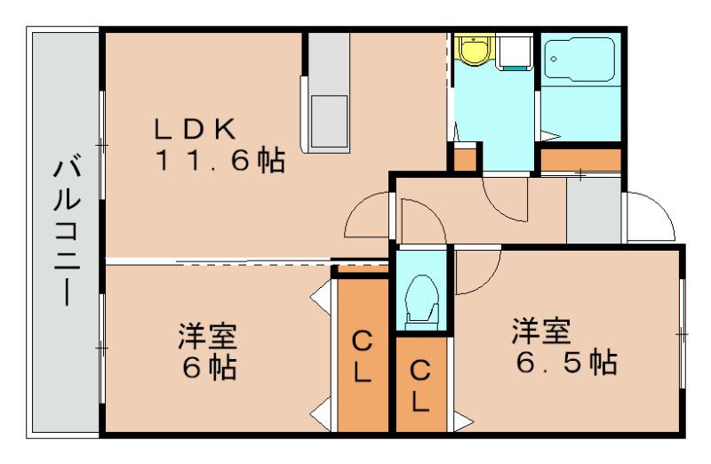 ブラウンハイツ占部(2LDK/2階)の間取り写真