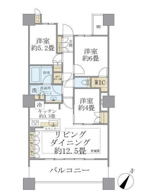 ブリリア有明スカイタワー(3LDK/28階)の間取り写真