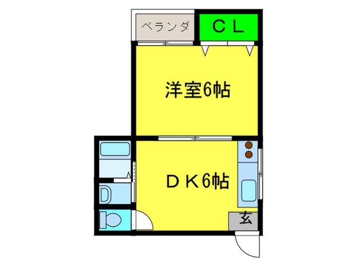 大浜マンション(1DK/3階)の間取り写真
