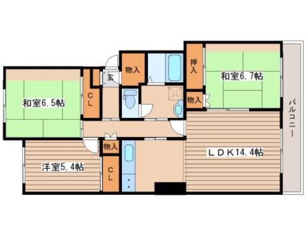 テレパレス西町II(3LDK/4階)の間取り写真