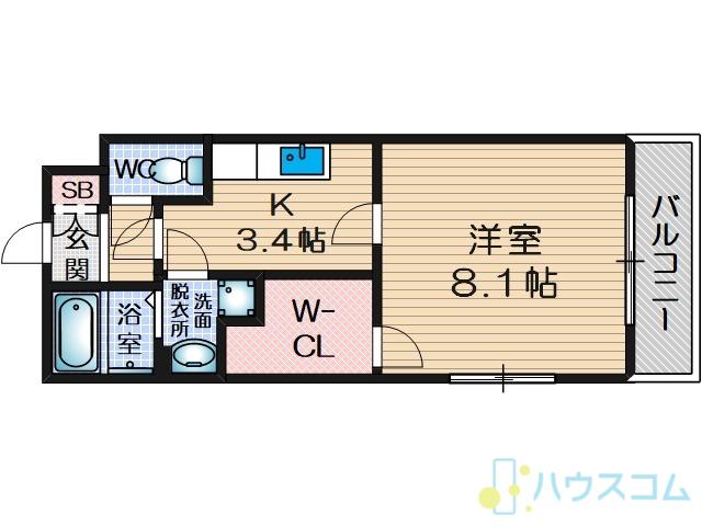 コモドポストII(1K/2階)の間取り写真