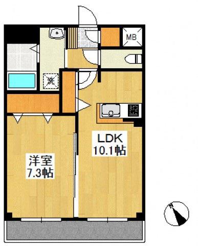 フォブール放駒(1LDK/2階)の間取り写真