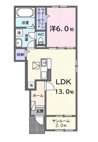 ジャック イン ザ ボックスII(1LDK/1階)の間取り写真