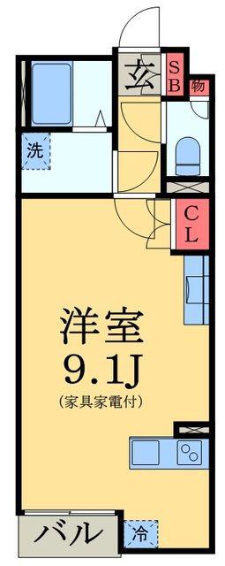 レオネクストコリーナ(ワンルーム/1階)の間取り写真