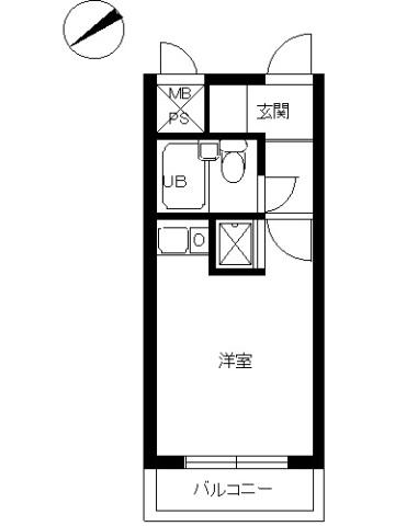 スカイコート横浜弘明寺(1K/2階)の間取り写真