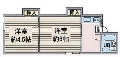 東京メトロ千代田線 湯島駅 徒歩3分 3階建 築67年(2K/3階)の間取り写真