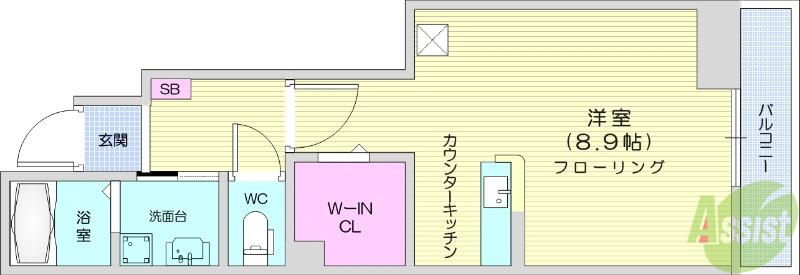 ベネフィスⅡ(ワンルーム/1階)の間取り写真