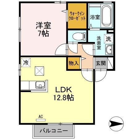 グランシャリオE(1LDK/1階)の間取り写真