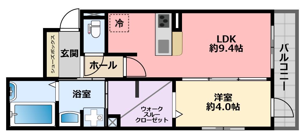 アベニール西宮北口(1LDK/2階)の間取り写真