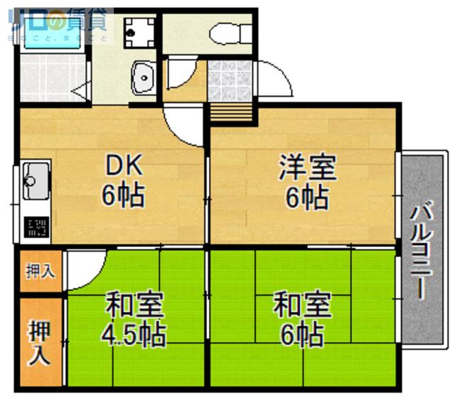 ファミーユ江口(3DK/1階)の間取り写真