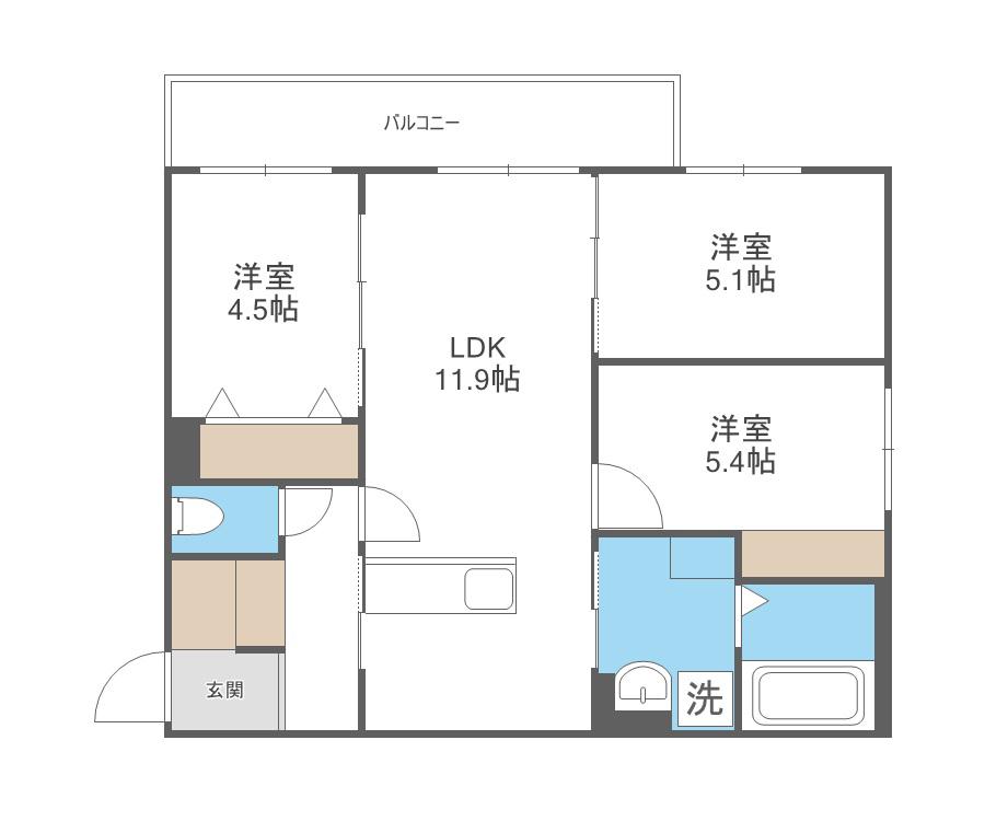 パーク農試館(3LDK/5階)の間取り写真