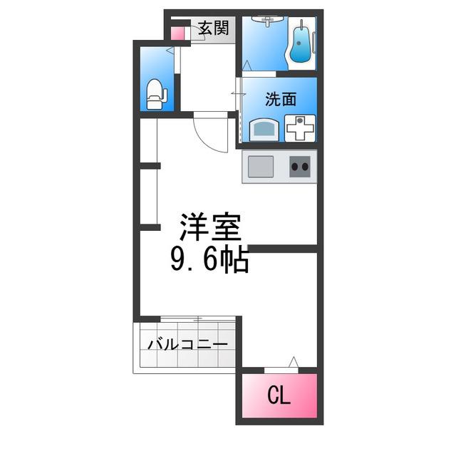 九間町シーエム・サンク(ワンルーム/1階)の間取り写真