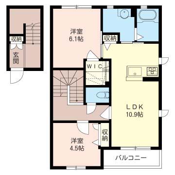 ソレアード B(2LDK/1階)の間取り写真