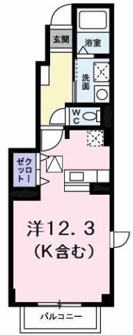パトリA(ワンルーム/1階)の間取り写真