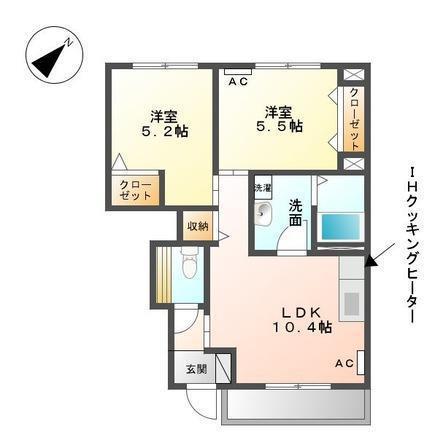 エスプアール(2LDK/1階)の間取り写真