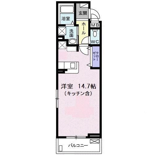 ルーチェ ソラーレ(1K/2階)の間取り写真